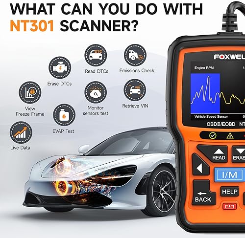 FOXWELL Professional Mechanic OBD2 Scanner FOXWELL NT301 for Check Engine Light - Live Data Diagnostic Tool