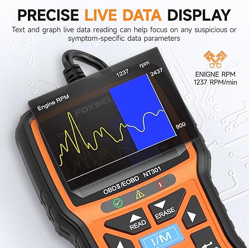 FOXWELL Professional Mechanic OBD2 Scanner FOXWELL NT301 for Check Engine Light - Live Data Diagnostic Tool