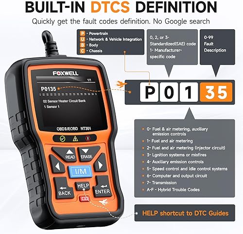 FOXWELL Professional Mechanic OBD2 Scanner FOXWELL NT301 for Check Engine Light - Live Data Diagnostic Tool
