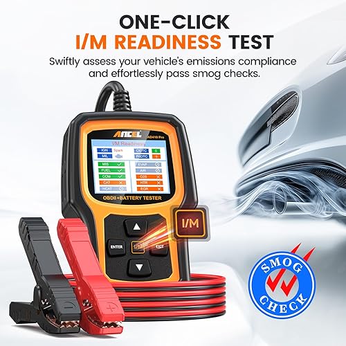 ANCEL AD410 PRO OBD2 Scanner & Battery Tester - Car Diagnostic Tool, Live Data, Battery Analyzer