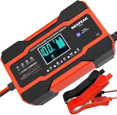NEXPEAK NC201 Smart 10-Amp Battery Charger for Car Truck Boat, 12V 24V Automatic Maintainer w/ Desulfator & Temp Compensation
