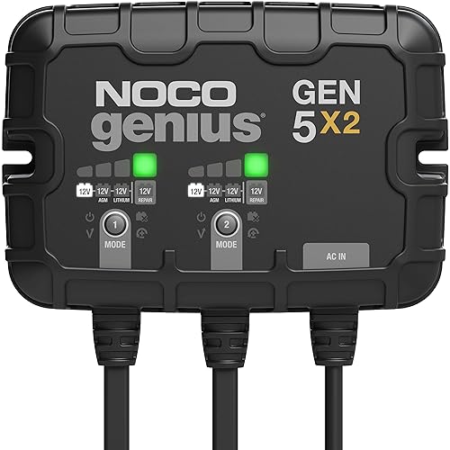 NOCO Genius GEN5X2 Smart Marine Battery Charger - 12V Waterproof Charger for AGM, Lithium, and Deep-Cycle Batteries
