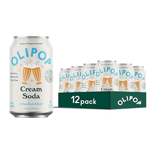 OLIPOP Prebiotic Soda Pop, GMO-Free, 12oz (12 Cans) Vegan