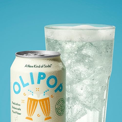 OLIPOP Prebiotic Soda Pop, GMO-Free, 12oz (12 Cans) Vegan