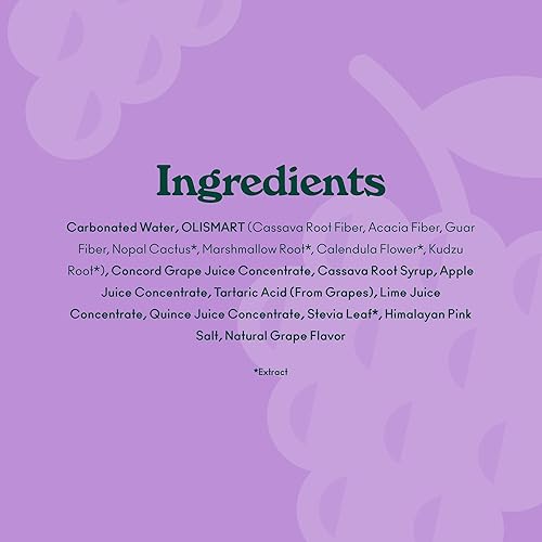 OLIPOP Classic Grape Prebiotic Soda, Pantry Pack with Fiber & Botanicals, Gluten-Free, Vegan, 12oz (12-Cans)