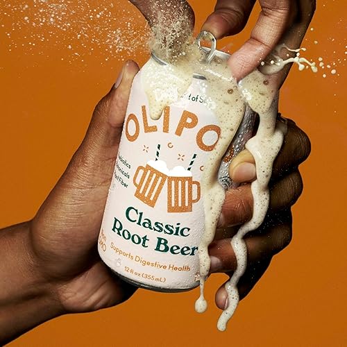 OLIPOP Classic Root Beer Prebiotic Soda, Pantry Pack with Prebiotics, Fiber & Botanicals, Gluten-Free, Vegan, GMO-Free, 12oz (12-Cans)