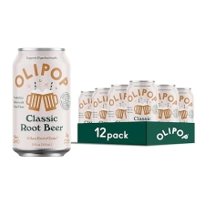 OLIPOP Classic Root Beer Prebiotic Soda, Pantry Pack with Prebiotics, Fiber & Botanicals, Gluten-Free, Vegan, GMO-Free, 12oz (12-Cans)