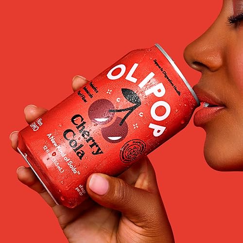 OLIPOP Cherry Cola Prebiotic Soda Pantry Pack - Gluten-Free, Vegan, 12oz (12-Cans)