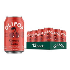 OLIPOP Cherry Cola Prebiotic Soda Pantry Pack - Gluten-Free, Vegan, 12oz (12-Cans)