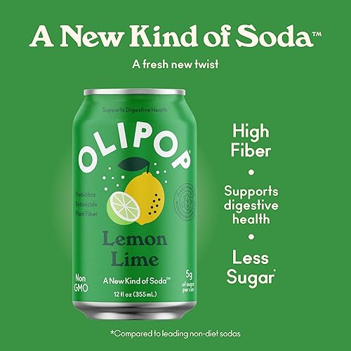 OLIPOP Lemon Lime Prebiotic Soda Pantry Pack - 12oz (12-Cans)