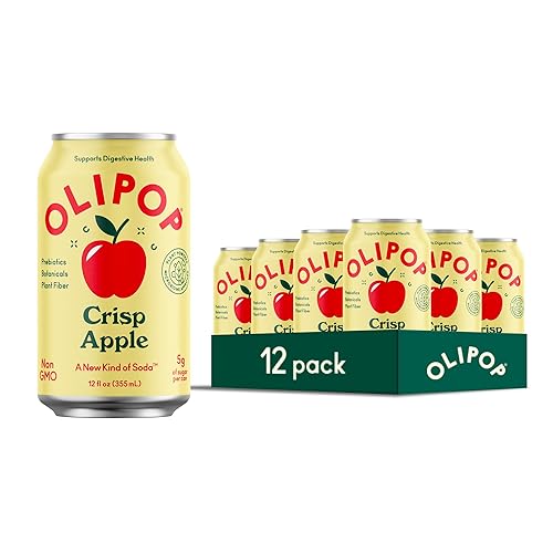 OLIPOP Crisp Apple Prebiotic Soda - 12oz (12-Cans), Gluten-Free, Vegan