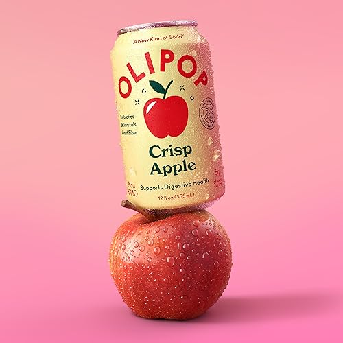 OLIPOP Crisp Apple Prebiotic Soda - 12oz (12-Cans), Gluten-Free, Vegan