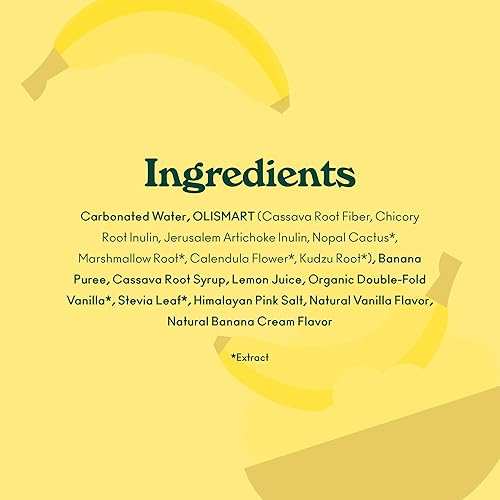 OLIPOP Banana Cream Prebiotic Soda Pop - 12oz (12-Cans), Gluten-Free, Vegan, GMO-Free