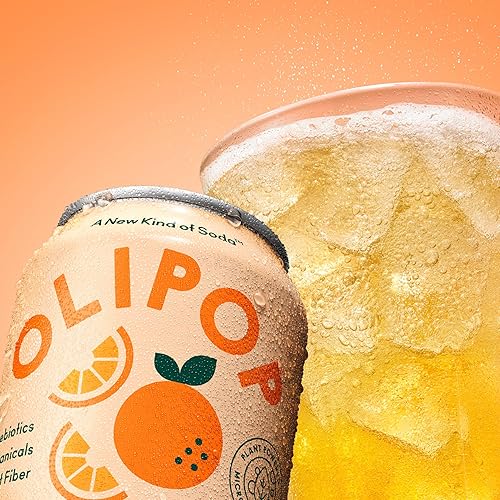 OLIPOP Orange Squeeze Prebiotic Soda - Gluten-Free, Vegan, 12oz (12-Cans)