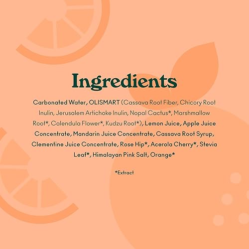 OLIPOP Orange Squeeze Prebiotic Soda - Gluten-Free, Vegan, 12oz (12-Cans)