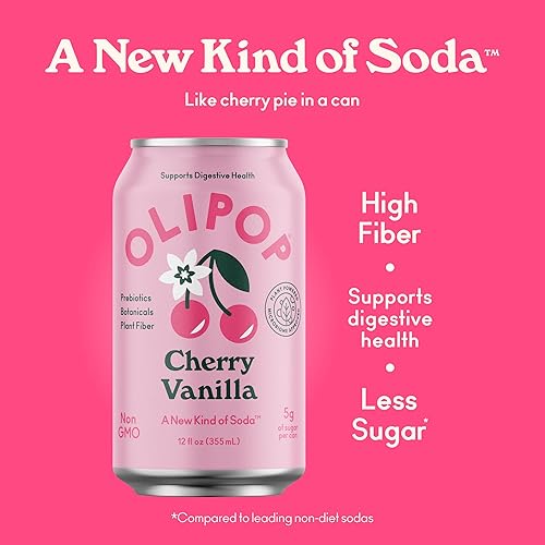 OLIPOP Cream Soda Prebiotic Soda, 12oz (12-Cans), Gluten-Free, Vegan, GMO-Free