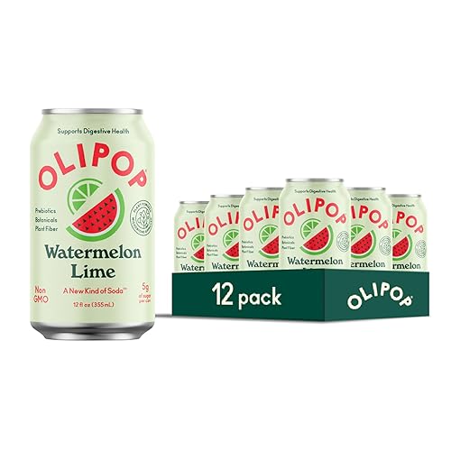 OLIPOP Prebiotic Soda - Fiber-Rich, Vegan, Gluten-Free Watermelon Lime