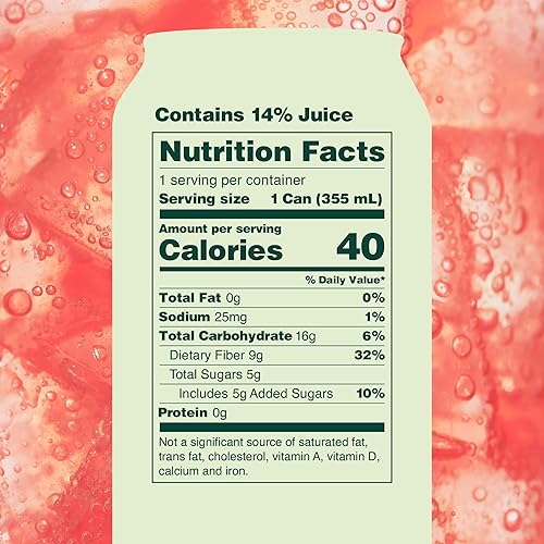 OLIPOP Prebiotic Soda - Fiber-Rich, Vegan, Gluten-Free Watermelon Lime