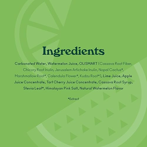 OLIPOP Prebiotic Soda - Fiber-Rich, Vegan, Gluten-Free Watermelon Lime