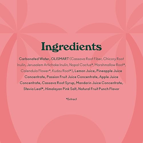 OLIPOP Tropical Punch Prebiotic Soda - Gluten-Free, Vegan, GMO-Free, 12oz (12-Cans)