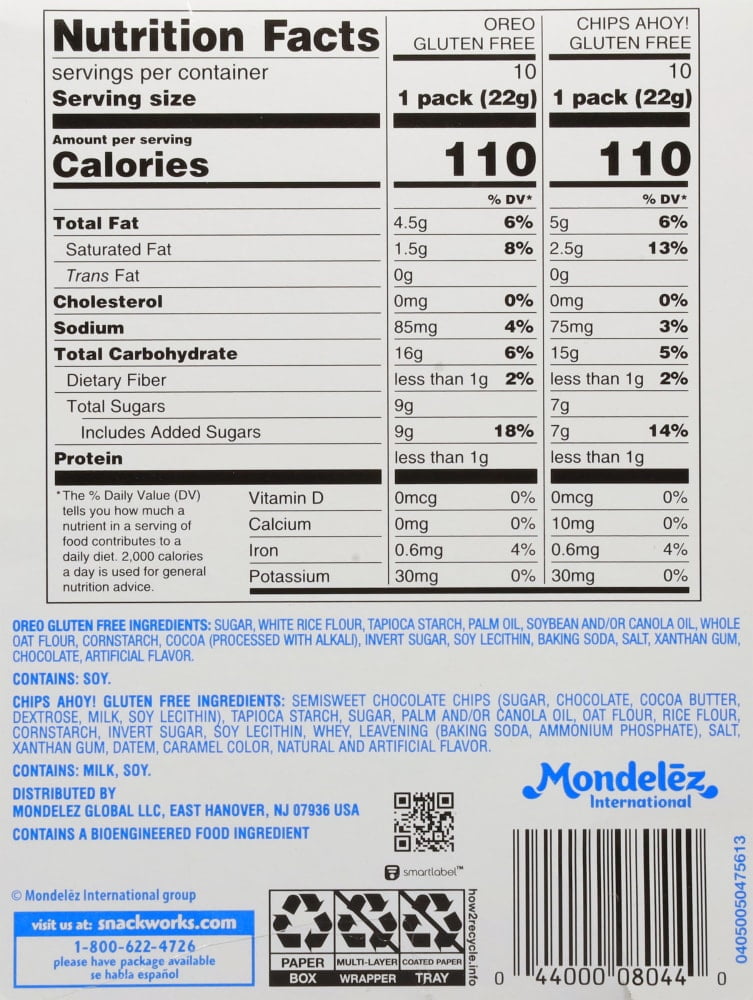 Nabisco Gluten Free Cookies Variety Pack - Chips Ahoy & Oreo - 20 ct