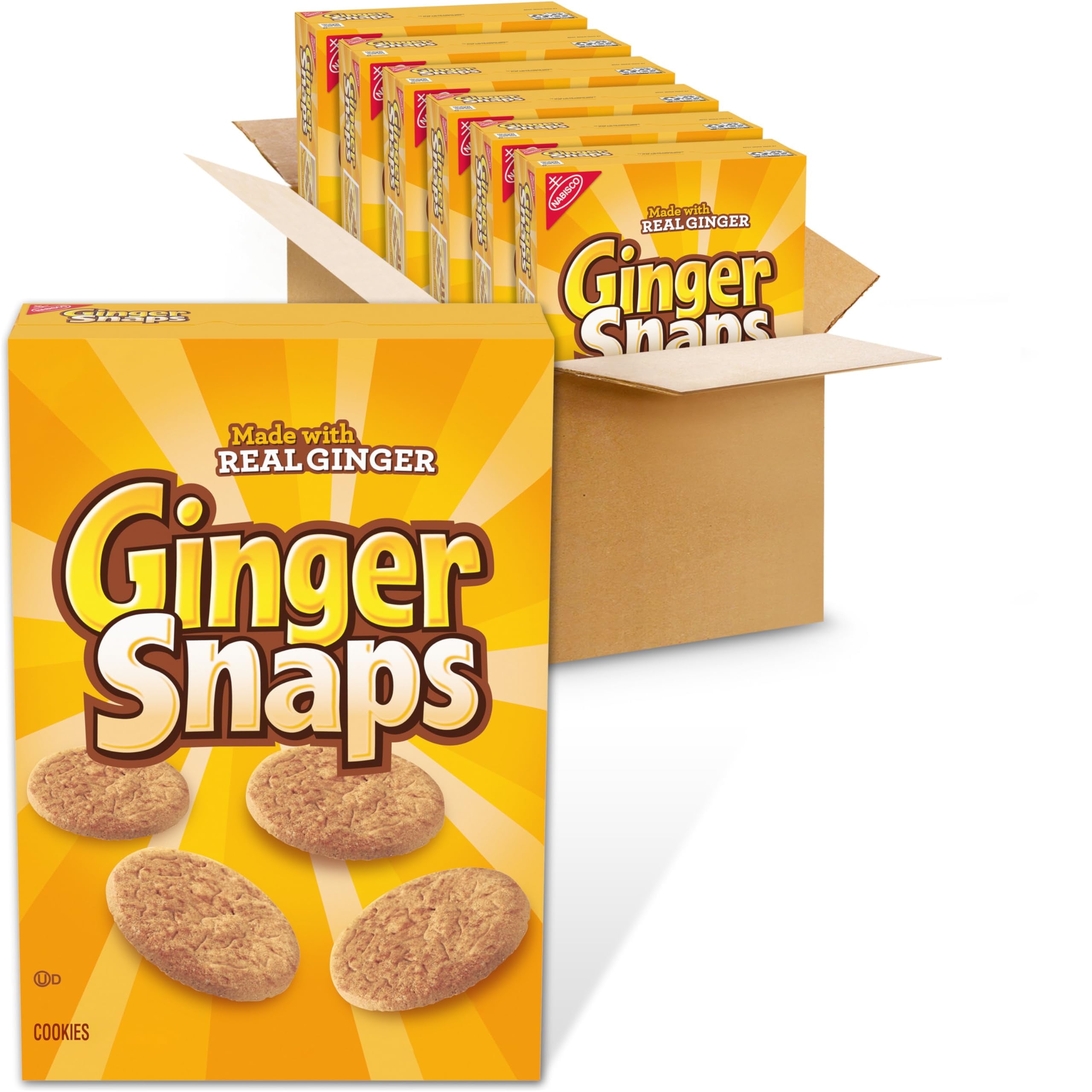 Ginger Snaps Cookies - 6 Boxes, 16 oz Each - Ginger CCF19 Flavor