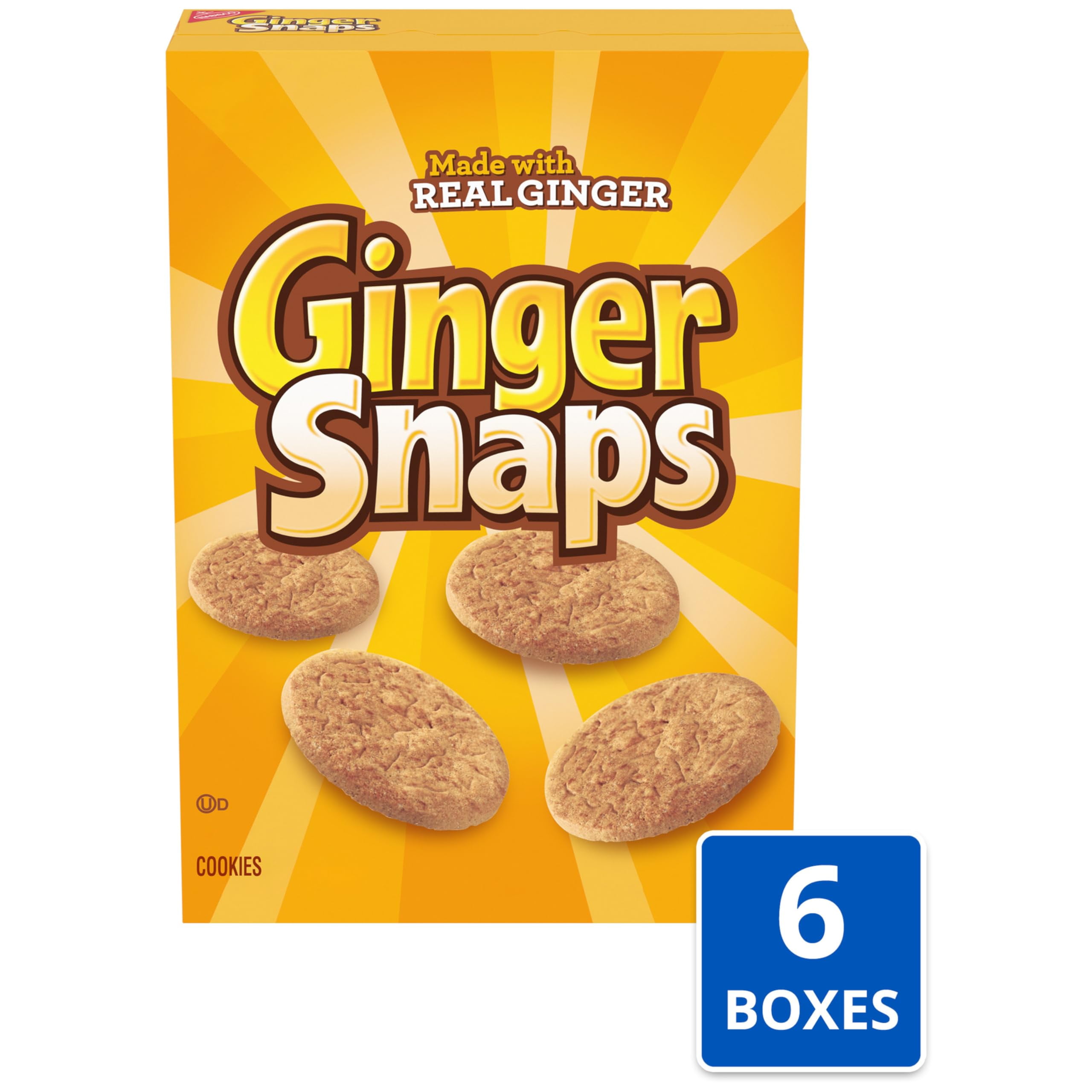 Ginger Snaps Cookies - 6 Boxes, 16 oz Each - Ginger CCF19 Flavor