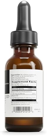DaVinci Labs D3 K2 Liquid Vitamin Supplement - Bone Health Heart Support Calcium Absorption - 30mL