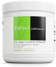 DaVinci Labs Vegetarian Cal-Mag Citrate Powder for Bone Health - Vitamin D2, Magnesium & Calcium - Gluten-Free - 30 Servings