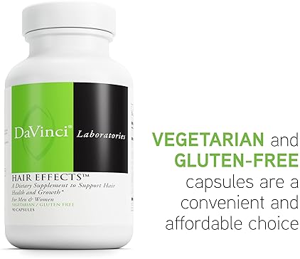 DaVinci Labs Hair Effects - Hair Growth & Skin Support Supplement - Biotin, Zinc, Copper, Saw Palmetto & Grape Seed - 90 Capsules