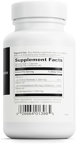 DaVinci Labs ADK 10 - Bone, Heart & Immune Health Support - Vitamin A, D3, K2 - Vegetarian - 90 Capsules