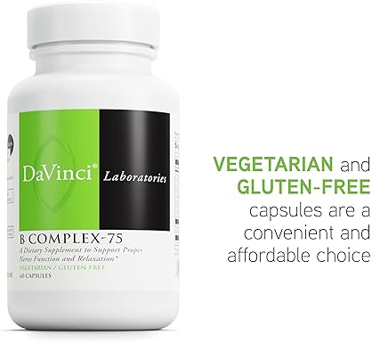 DaVinci Labs B Complex-75 Capsules - Relaxation & Nerve Support - Vegetarian & Gluten-Free