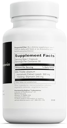DaVinci Labs Labs Milk Thistle - Liver & Kidney Support - Gluten-Free - 90 Capsules