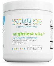 DaVinci Labs Little Mightiest Vite - Kids Multivitamin with Probiotics & Prebiotics - Immune, Gut & Brain Support - Fruit Punch - 30 Servings (42g)