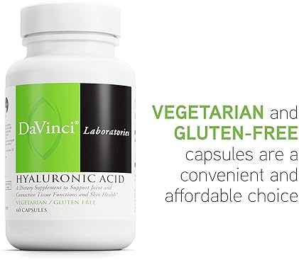 Davinci Labs Hyaluronic Acid Dietary Supplement - Joint, Cartilage, and Skin Support - Gluten-Free - 60 Caps