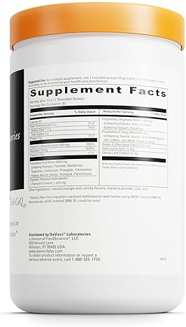 DaVinci Labs Spectra Orange Natural Energy Drink - Endurance & Brain Support - 30 Servings