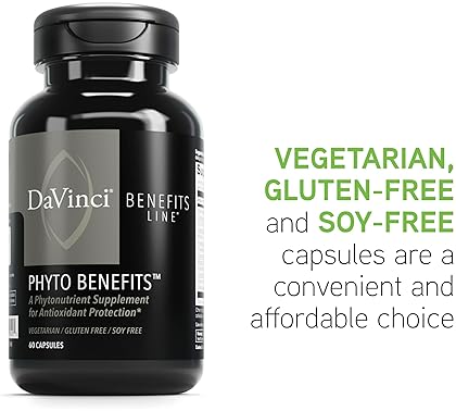DaVinci Labs Phyto Benefits Capsules with Curcumin & Green Tea - Heart, Brain & Immune Support - 60 ct