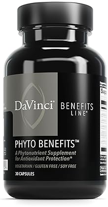 DaVinci Labs Phyto Benefits Capsules: Heart, Brain, Immune Support with Curcumin, Quercetin, Green Tea - Vegetarian, Gluten-Free - 30ct