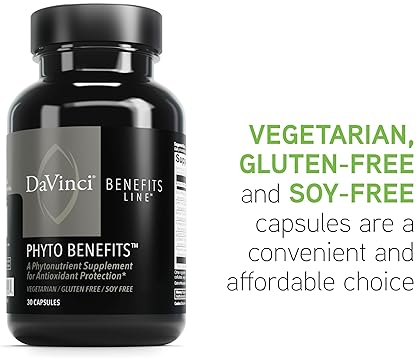 DaVinci Labs Phyto Benefits Capsules: Heart, Brain, Immune Support with Curcumin, Quercetin, Green Tea - Vegetarian, Gluten-Free - 30ct