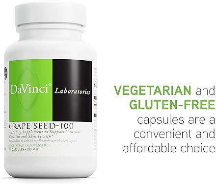 DaVinci Labs Grape Seed-100 Dietary Supplement - Immune Support & Vascular Function - 100mg Extract - Gluten-Free - 90 Capsules