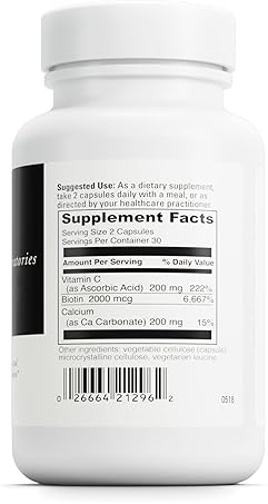DaVinci Labs Biotin Dietary Supplement for Skin & Hair Health - Vegetarian - Gluten-Free - 60 Capsules