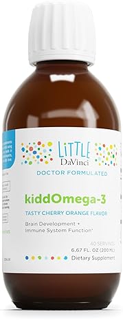 DaVinci Labs Kid-Friendly Liquid Omega-3 Supplement for Immune System & Brain Support - Cherry Orange Flavor - 200mL