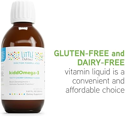 DaVinci Labs Kid-Friendly Liquid Omega-3 Supplement for Immune System & Brain Support - Cherry Orange Flavor - 200mL