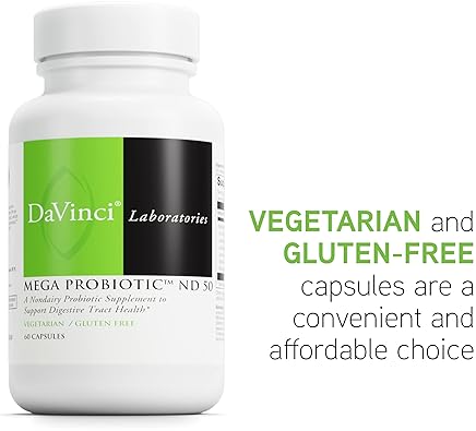 DaVinci Labs Mega Probiotic ND 50 - Non-Dairy Supplement - Digestive & Immune Health - 60 Capsules