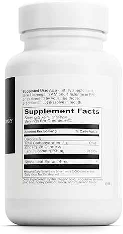 DaVinci Labs Zinc Lozenges for Fertility, Immunity, Joint Health & Skin Support - 23mg Zinc - Gluten-Free - Lemon Flavor - 60ct