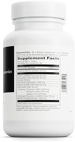 DaVinci Labs Digestive Enzyme Supplement with Calcium, Pepsin, Bromelain, Papain - 90 Tablets