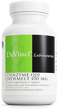 DaVinci Labs CoQ10 Chewmelt 100mg - Supports Liver, Brain, Heart Health - 60 Chewable Tablets