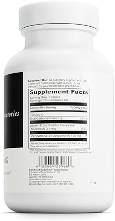 DaVinci Labs CoQ10 Chewmelt 100mg - Supports Liver, Brain, Heart Health - 60 Chewable Tablets