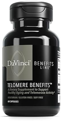 DaVinci Labs Telomere Benefits Dietary Supplement - Supports Healthy Aging, Memory & Antioxidant Levels - Astragalus Root Extract - Gluten-Free - 60 Caps