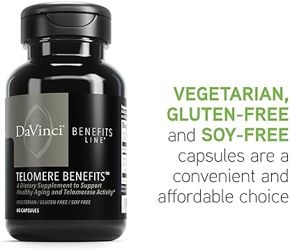 DaVinci Labs Telomere Benefits Dietary Supplement - Supports Healthy Aging, Memory & Antioxidant Levels - Astragalus Root Extract - Gluten-Free - 60 Caps